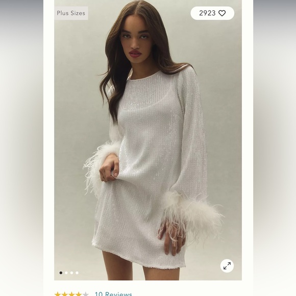Anthropology Hutch Alissa Faux Feather long sleeve sequin mini dress - Picture 1 of 8